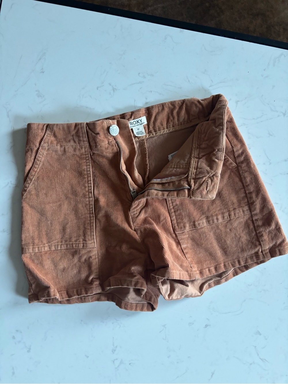 Roxy Women's Rust-Orange Corduroy Shorts